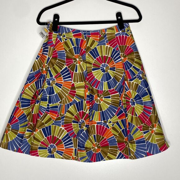 New Talbots Pleated Geometric Colorful Skirt Women's Size 6 Petite - Picture 1 of 6